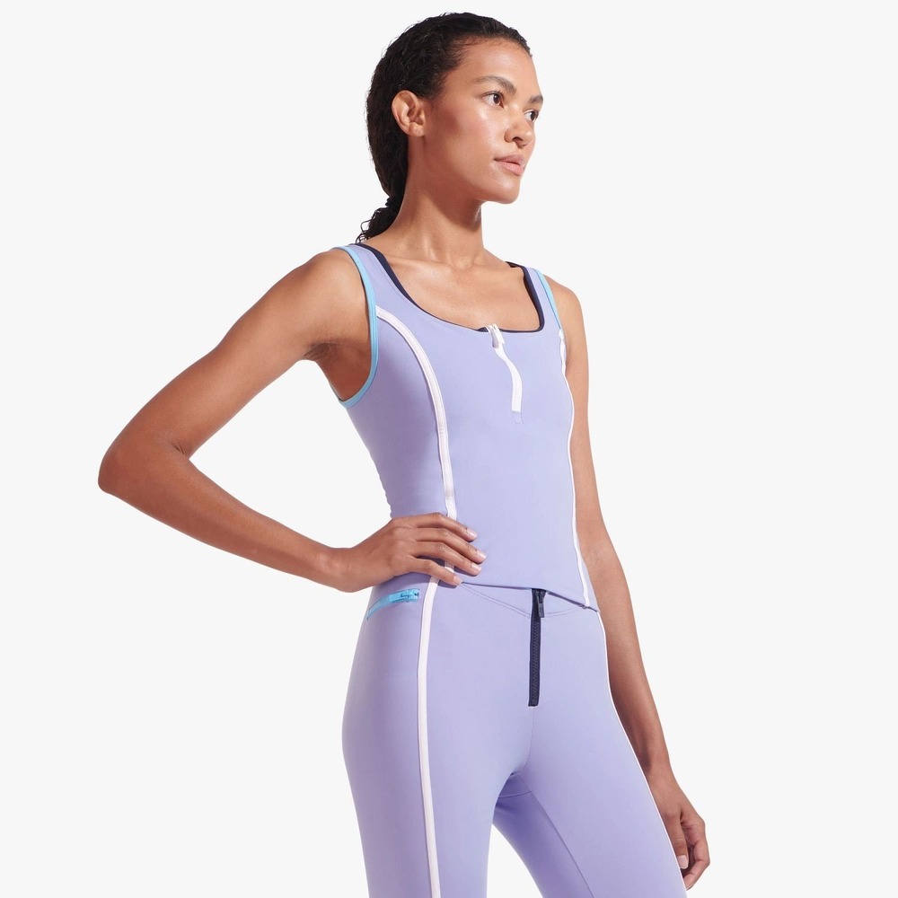 New Balance x STAUD Galaxy Purple Zip Front Athletic Tank Top L